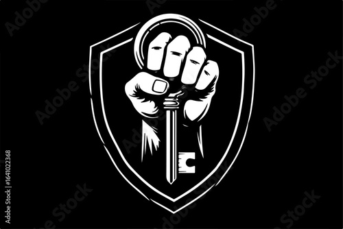 Fist Holding a Key with Shield vector