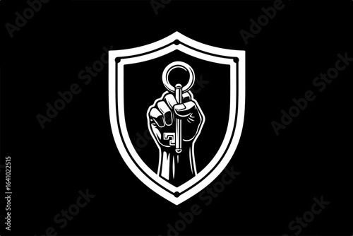 Fist Holding a Key with Shield vector