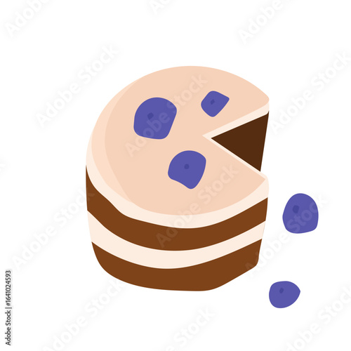 Blueberry sliced cake vector illustration