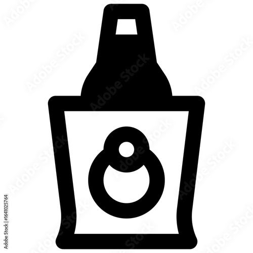 Beer bucket. Outlined stroke vector icon with black-filled details.