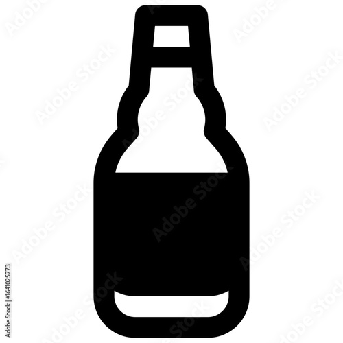 Bomber beer bottle. Outlined stroke vector icon with black-filled details.