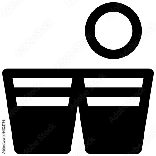Beer pong. Outlined stroke vector icon with black-filled details.
