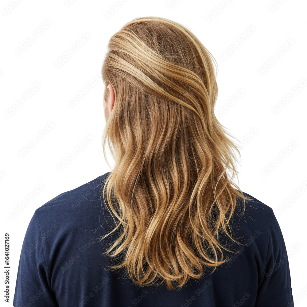 Obraz premium man with long hair , back view on Isolated transparent background png. generated with AI