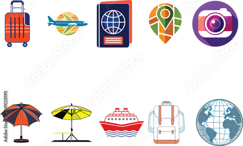 Set of travel icon and symbols icon design in vector 