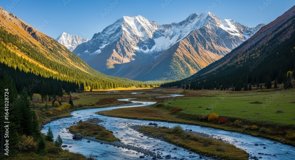 Fototapeta premium Snowy mountain landscape