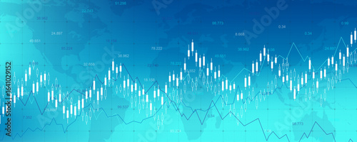 Stock market or Forex trading graph in graphic concept for financial investment or economic trends business idea design. Worldwide finance background. Vector illustration