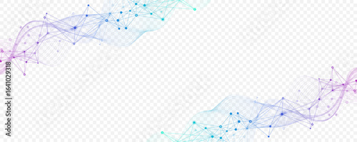 Abstract tech network connection dots. Digital technology and big data analysis background. White background with plexus lines. Geometric background with abstract mesh