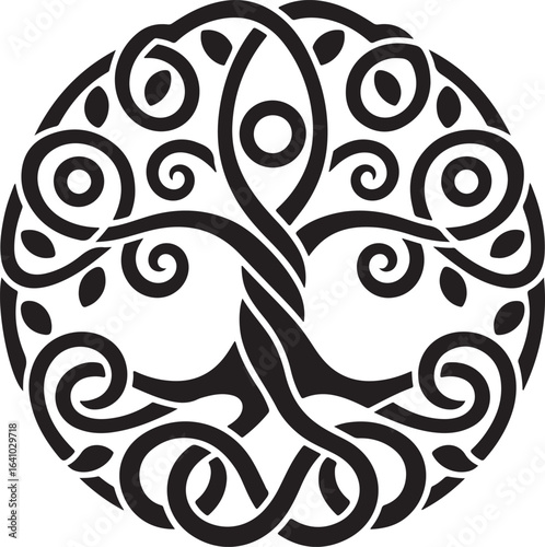Tree of Life Celtic Knot Vector Illustration on Clear Backdrop Graphic