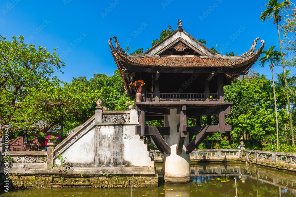 Naklejka premium One Pillar Pagoda, officially known as Dien Huu Pagoda, in Hanoi, Vietnam