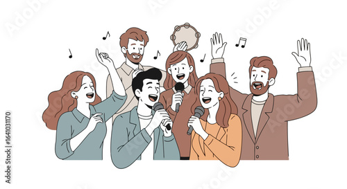 Joyful choir ensemble illustration celebrating music, harmony, and togetherness, perfect for promoting choral events, music education, or community gatherings.
