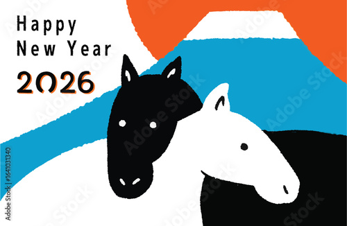 和モダンな午年の年賀状デザイン