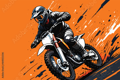 Dynamic Motocross Rider in Action A Vibrant Graphic Illustration of Skill and Speed on the Track