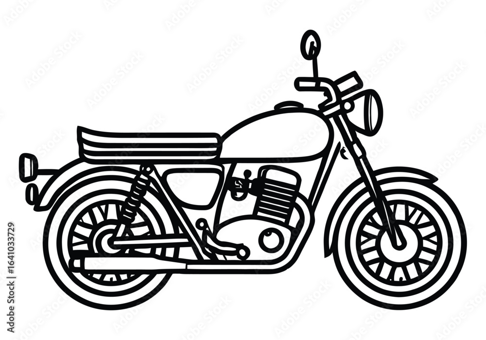 Fototapeta premium Classic Motorcycle Line Art Depiction Retro Style Transportation Vehicle Design Perfect for Prints and Creative Projects Artwork Illustration