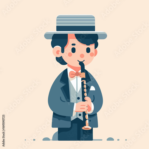 flat illustration of street singer