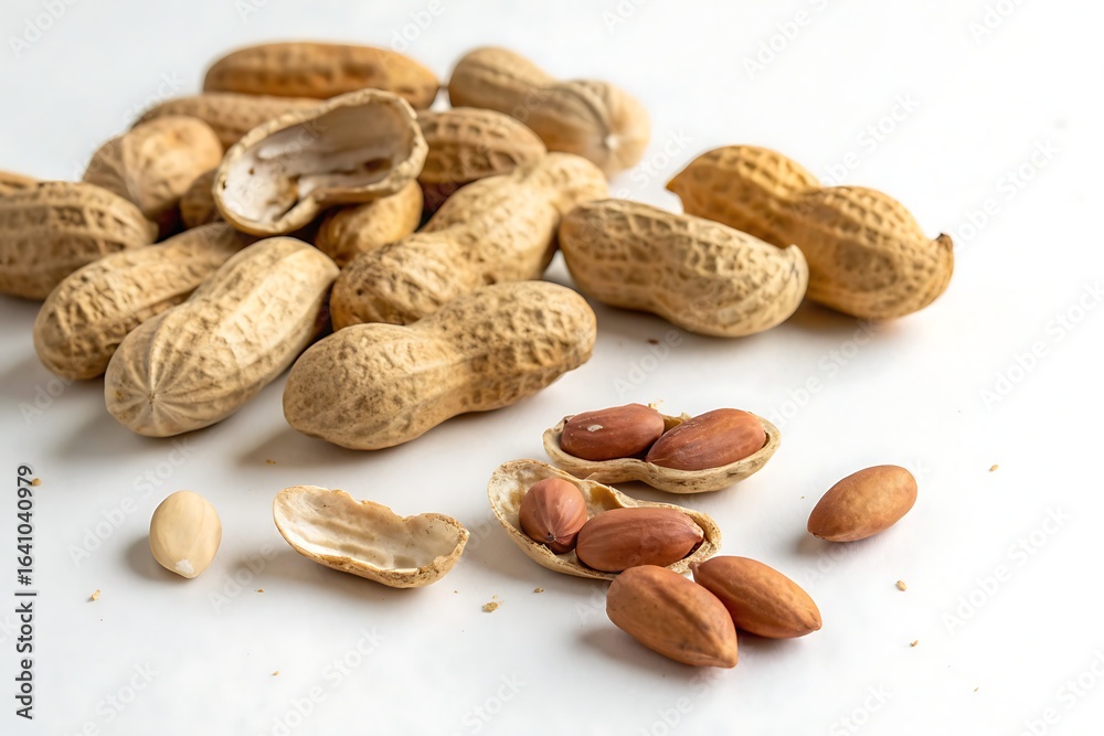 custom made wallpaper toronto digitalClose-Up of Shelled and Unshelled Peanuts on a Clean White Background

