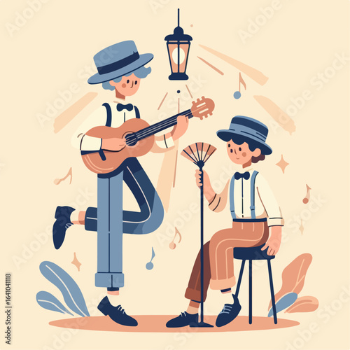 flat illustration of street musician