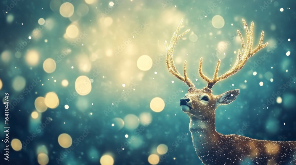 Fototapeta premium Majestic deer in winter wonderland