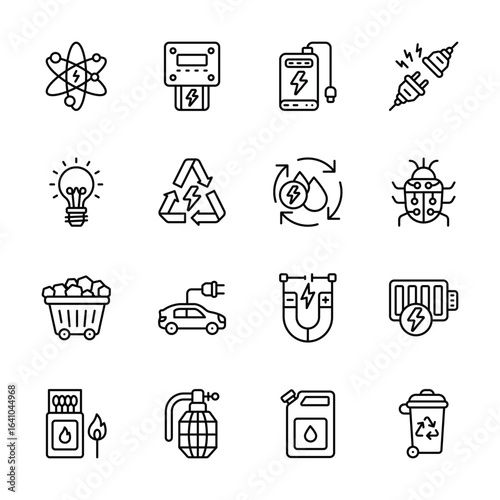 Get this amazing linear collection of sustainable energy icons