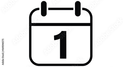 Vector illustration of calendar icon showing the first day of the month isolated on white background