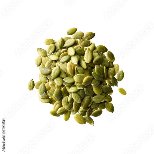 Close-up of a Pile of Shelled Pumpkin Seeds on Black Background