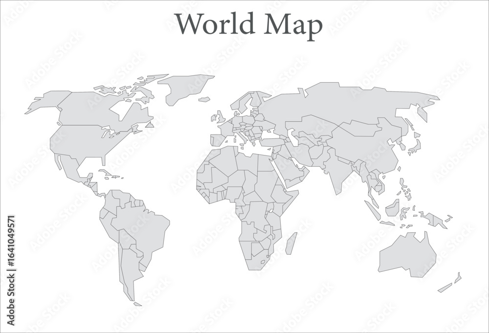 Naklejka premium Detailed global world map,, vector illustration on white background