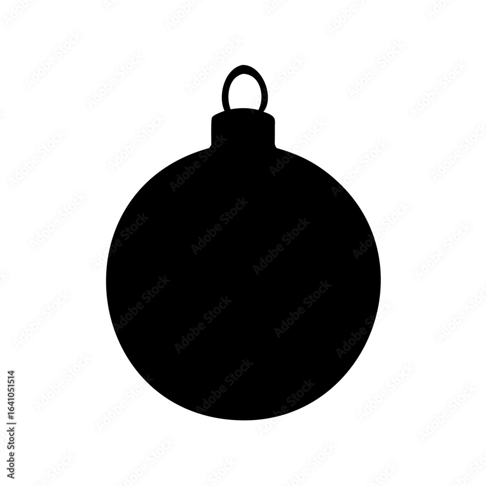 Silhouette of a Simple Black Christmas Ornament, a Festive Decoration Silhouette of a Simple Black Christmas Ornament, a Festive Decoration