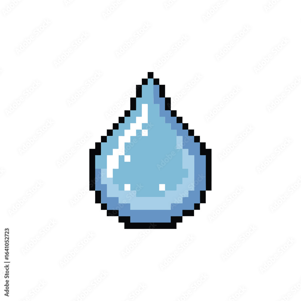 Obraz premium Single pixel art water drop on a white background