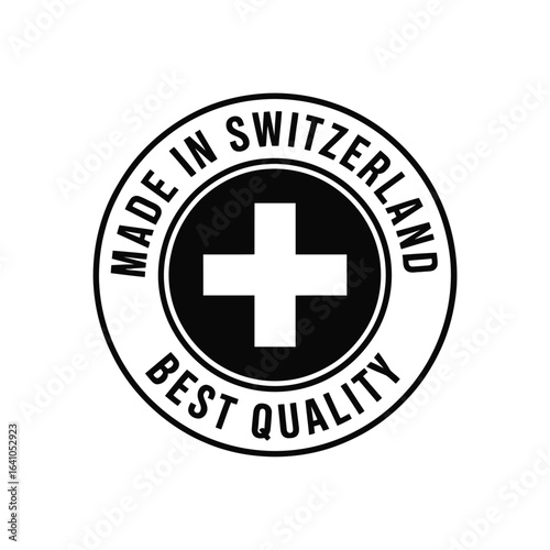 Made in Switzerland best quality label with Swiss cross symbol