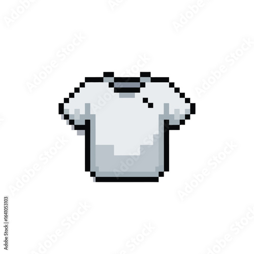 Pixel art white t shirt for retro gaming or design