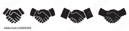 Handshake Icon Collection. Business Agreement Symbols in Flat Styles for Apps and Websites,  symbol illustration.