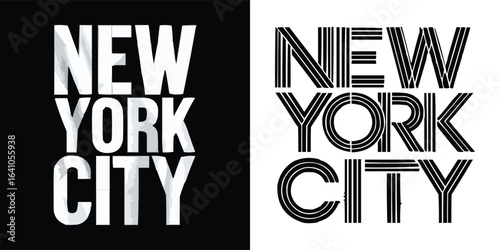 New York City bold and striped typography graphic for urban poster, apparel, and t shirt design in modern black and white style