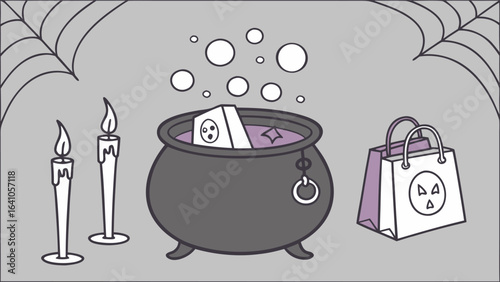 Illustration of a subway platform with ghost themed signs and ghost drawings in the train cars itself