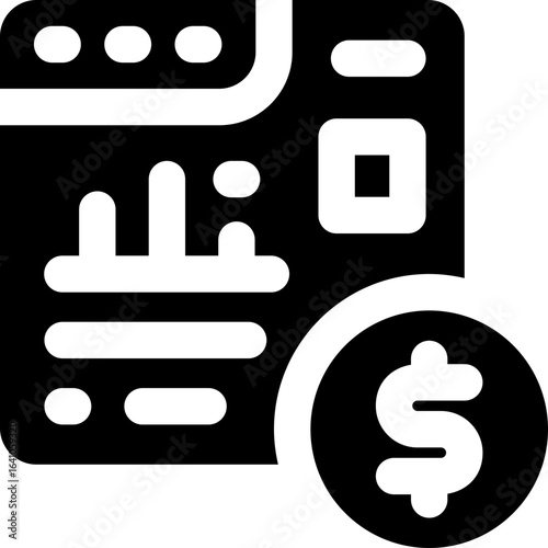 sale report glyph icon. Strong and solid vector icon for websites, mobile interfaces, presentations, and visual branding. High quality and easy to edit.