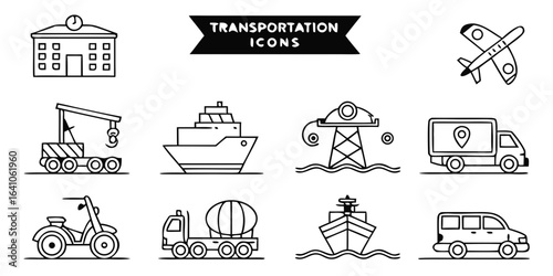 transportation icons set