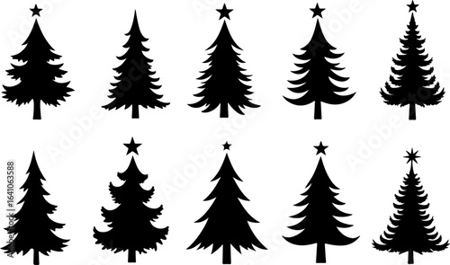 "Christmas Tree Silhouette Set – Holiday Pine and Fir Vector Collection"
