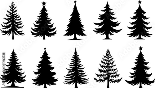 "Christmas Tree Silhouette Set – Holiday Pine and Fir Vector Collection"