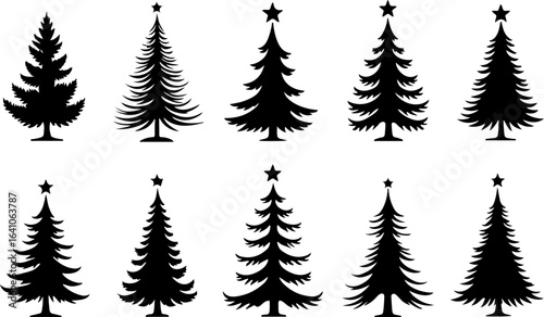 "Christmas Tree Silhouette Set – Holiday Pine and Fir Vector Collection"