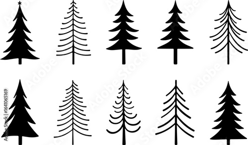 "Christmas Tree Silhouette Set – Holiday Pine and Fir Vector Collection"