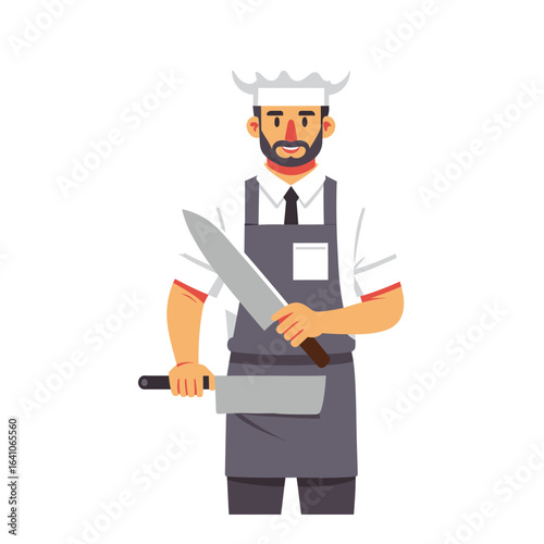 Culinary Artisan: A skilled chef, wielding a culinary knife with expertise and precision, ready to craft delectable dishes.