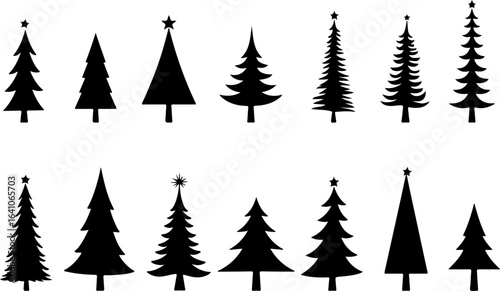 "Christmas Tree Silhouette Set – Holiday Pine and Fir Vector Collection"