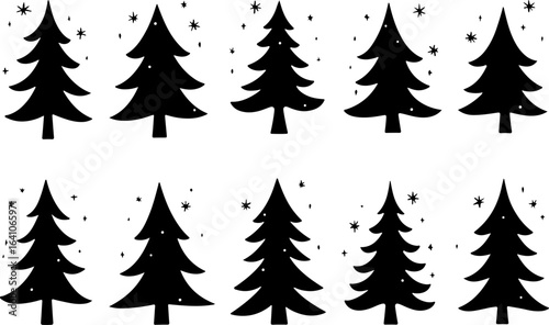 "Christmas Tree Silhouette Set – Holiday Pine and Fir Vector Collection"