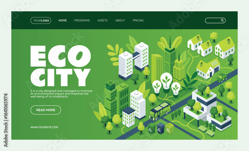 Sustainable Urban Life with Modern Technology Isometric Landing Page