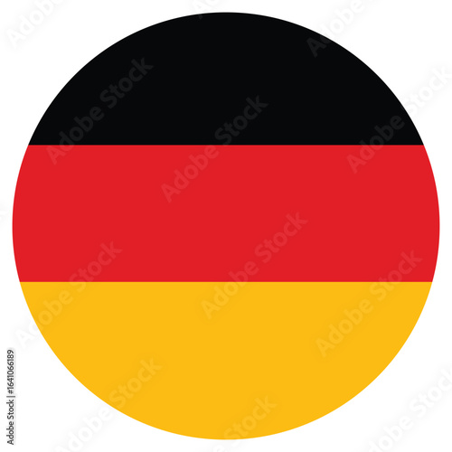 Germany flag in circular design, black red and yellow national symbol in minimalist transparent png and vector illustration.
