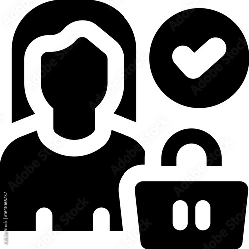 buyer glyph icon. Strong and solid vector icon for websites, mobile interfaces, presentations, and visual branding. High quality and easy to edit.