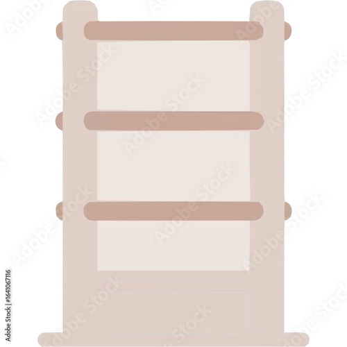 Simple wooden shelf with three levels in pastel colors  