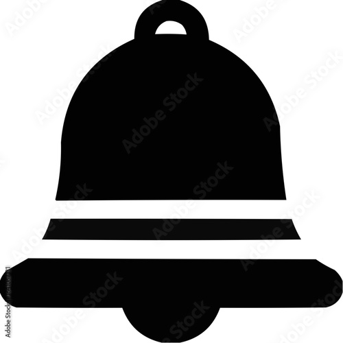Black bell icon in minimalist design on white background  