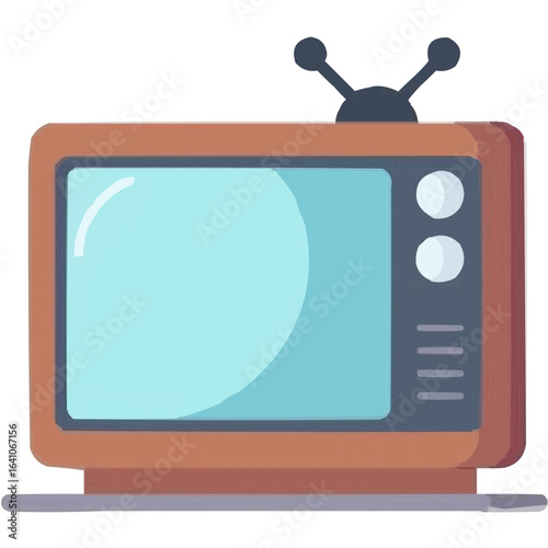 Retro television set in brown with antenna on top  