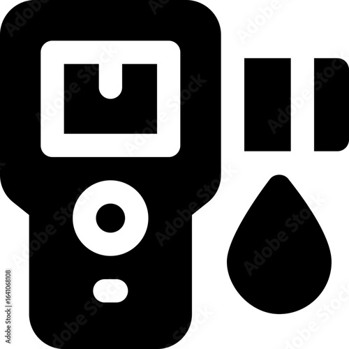 glucose meter glyph icon. Strong and solid vector icon for websites, mobile interfaces, presentations, and visual branding. High quality and easy to edit.