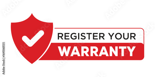 Register your warranty badge label. Register your warranty label sticker. Product protection and guarantee registration vector illustration.