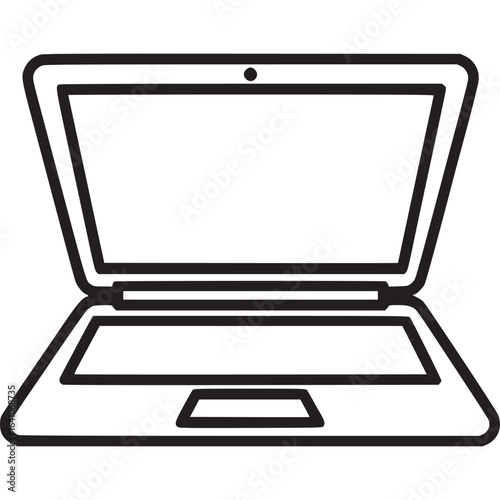Illustration of a laptop isolated on white background, a portable computer used for work, education, and entertainment, featuring a screen, keyboard, and touchpad